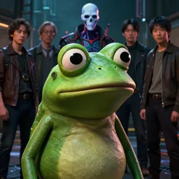 photo portrait of pepe the frog meme, film noir, high detail, intricate detail, cinematic lighting, ghost in the shell, night, by sachin teng and sergey kolesov and ruan jia and heng z and wlop. beautiful, scifi, fantasy, hyper detailed, octane render, artstation