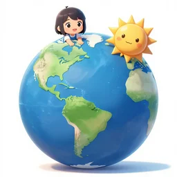 earth - chan and sun - chan art, art station