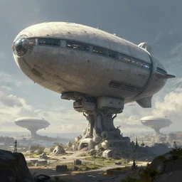 airship by Greg Rutkowski and Maciej Kuciara, megastructure, trending on artstation, futuristic, sci-fi digital painting, highly detailed 4K, concept art, octane render