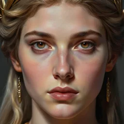 hyperrealistic mixed media painting of beautiful goddess athena, stunning 3 d render inspired art by p. craig russell and barry windsor - smith, perfect facial symmetry, dim volumetric lighting, 8 k octane beautifully detailed render, post - processing, portrait, extremely hyper - detailed, intricate, epic composition, brown eyes, highly detailed eyes, realistic eyes, cinematic lighting, masterpiece, trending on artstation, very very detailed, masterpiece, stunning
