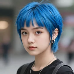 photo of young cute punk girl with blue pixie cut, hyper detailed h - 1 0 2 4 w - 1 0 2 4