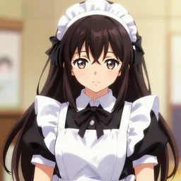 beautiful illustration of anime maid, stunning and rich detail, pretty face and eyes. Bright and radiant style, clear and perfect anatomy
