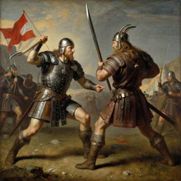 Viking warrior fighting in Valhalla artowk by Delville, Jean