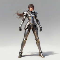 full body girl metal armor dynamic poses painting trending on artstation