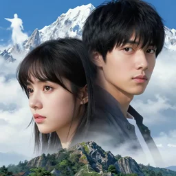 girl and boy dating on the half of a mountain | very very anime!!!, fine - face, audrey plaza, realistic shaded perfect face, fine details. anime. realistic shaded lighting poster by ilya kuvshinov katsuhiro otomo ghost - in - the - shell, magali villeneuve, artgerm, jeremy lipkin and michael garmash and rob rey
