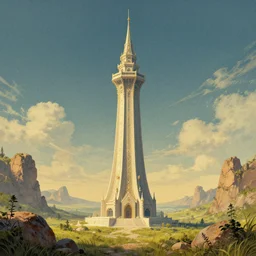 the wizard's scifi!! tower!!, single tower in rocky grassy field, elegant, grand landscape art by donato giancola and greg rutkowski, vintage retro, digital art, trending on artstation, symmetry!!, epic composition