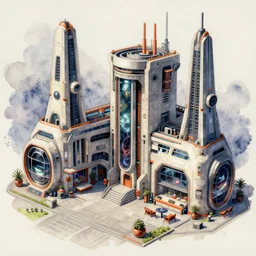overwatch jakarta noir building, bali, indonesia, stylized, exterior, architecture, in watercolor gouache detailed paintings, arcane, insanely detail, artstation, 8 k, futuristic, big medium small, props, furniture and decor, empty, no character
