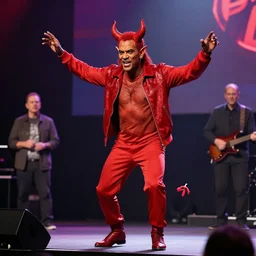 joel osteen morphing into the devil onstage at a megachurch, greg rutkowski, trending on artstation, 8 k