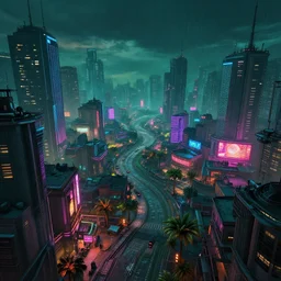 cyberpunk village