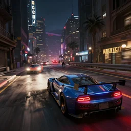 fast and furious film still, racing on a post apocalyptic city street at night, gta 5, fallout 4, rocket league, hyper detailed, forza, smooth, need for speed, high contrast, volumetric lighting, octane, george miller, jim lee, vibrant rich deep color, comic book, fast and furious, ridley scott