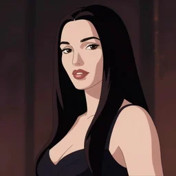 portrait of monica bellucci with flowing hair, clean cel shaded vector art, toon shading, behance, hd by lois van baarle, artgerm, helen huang, by makoto shinkai and ilya kuvshinov, rossdraws, animation still