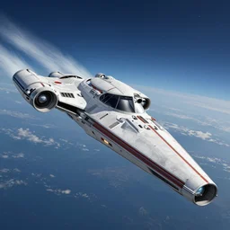 The Starship Enterprise 1701-D chasing the Millenium Falcon