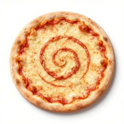 a pizza shaped like a spiral