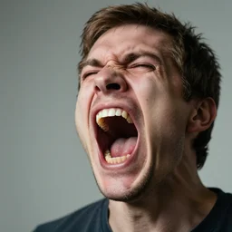 photograph of a man screaming with maggots coming out of his mouth