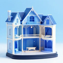 photo of a theaterstage, stage is an open 3 floor victorian dollhouse with many rooms and blue roof, theater curtains are red, actors are in the rooms of the house, 8 k, multicolored, exaggerated detailed,