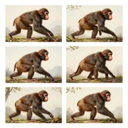 evolution from monkey to man, 4 pictures, in the style of the Hudson River School