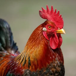 portrait of a rooster, lunarpunk