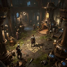 steampunk game scene unreal engine