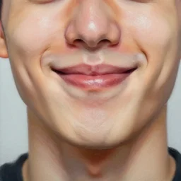 a closeup painting of a gigachad noding and making a smile, closed mouth, cant see teeth, face by greg rutkowski, trending on artstation