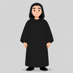 a cartoon scene with a person wearing a black robe standing in front of a monolith, concept art by victor mosquera, tumblr contest winner, symbolism, concept art, official art