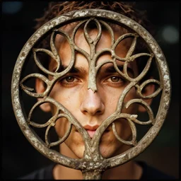 a photograph of a beautiful tree of life, intense focused expression, dof, sharp focus, highly detailed, symmetric, realistic, warm color palette, cinestill 8 0 0 t, photography by paolo roversi