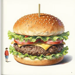 hamburger anatomy, highly detailed, colored pencil, studio ghibli, tankobon, in the style of ilya kuvshinov and krenz cushart and william - adolphe bouguereau and alphonse mucha