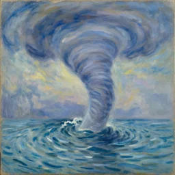 water wave flow alien tornado by karel thole and claude monet, oil on canvas