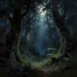 enchanted forest at night by frank frazetta