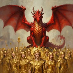 a red dragon, beautiful, dnd character art portrait, looming over a horde of gold, matte fantasy painting, deviantart artstation, by jason felix by steve argyle by tyler jacobson by peter mohrbacher by paul hedley, cinema