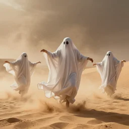 dancing ghosts in the desert sandstorm, 4 k unreal engine renders, ultra - wide angle, by ellen jewett, zdzislaw beksinski and peter mohrbacher, trending on artstation : 1, cinematic, 8 k, octane, redshift, unreal 5, behance, deviantart, vray, well rendered