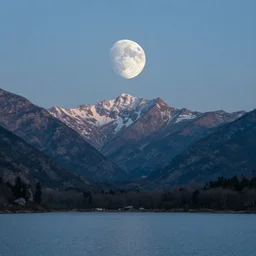 moon landscape mountains lake