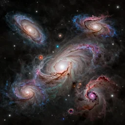 image by jwst featuring multiple colorful nebulae and galaxies, 8 k