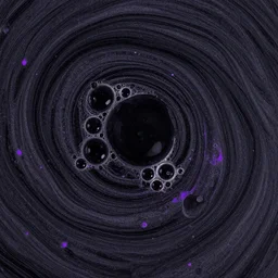 beautiful liquid marble texture with big oil bubbles. harmonic chromatic black tones coloured abstraction with purple splashes. ultradetailed realistic art