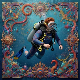 scuba diver :: by Martine Johanna and Simon Stålenhag and Chie Yoshii and Casey Weldon and wlop :: ornate, dynamic, particulate, rich colors, intricate, elegant, highly detailed, centered, artstation, smooth, sharp focus, octane render, 3d