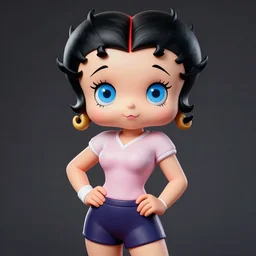 a 1 9 3 0 s ultra - realistic color portrait. happy, healthy, beautiful, smiling, young, sporty, blue - eyed symmetric betty boop in decent athletic wear. hyper - realistic detailed drawing