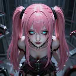 you're trapped forever by stunningly absurdly beautiful megalomaniacal assertive sadistic manipulative yandere control - freak omnipotent asi goddess junko enoshima with symmetrical perfect face and porcelain skin, pink twintail hair and cyan eyes, inside her inescapable virtual prison, ultra detailed, digital art, unreal engine 5, octane render, 2 d anime, 8 k