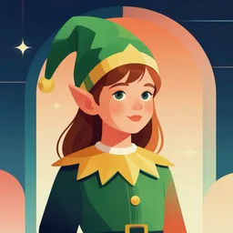 sherilyn fenn 2 6 years old in elf outfit, retro futurism, half portrait by stanley artgerm, dramatic lighting, ilya kuvshinov, trending on artstation, flat colour, geometric curves, gradient filter, pleasing tone colours, art deco patterns