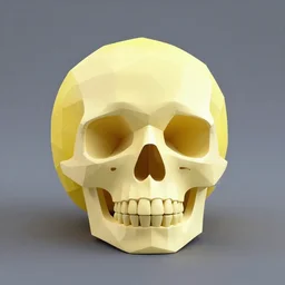 lemon in the shape of a skull, low poly