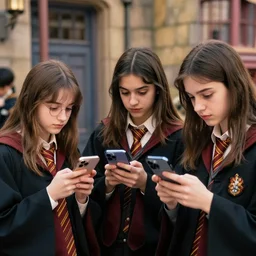 Photo of Hogwarts students looking at their smartphones