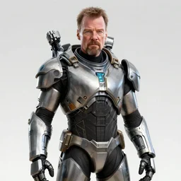 Walter White in cybernetic battle armour, 4k octane render, highly detailed
