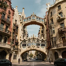 barcelona in 1 9 1 8, retrofuturism, steampunk, gothic quarter, modernist buildings, art deco, footbridges between houses, steam pipes, hyper detailed