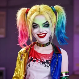 lofi portrait of harley quinn as shehulk, pixar style, by tristan eaton stanley artgerm and tom bagshaw.