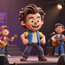 a comic drawing caricature of harry styles as a cheeky pixar character claymation action figure performing on stage, high quality, 8 k, soft lighting, diorama, realistic materials, by frank frazetta, simon bisley, jack kirby, marlene dumas