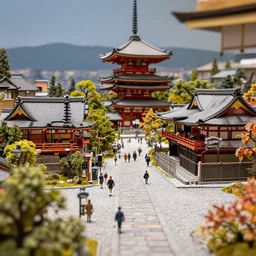 HD photograph of a miniature diorama of kyoto