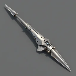 concept art of a large space vessel in the shape of an spear by greg rutkowski