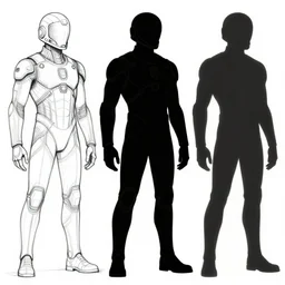 concept art, stylized silhouette, super exaggerated proportions, concept design, sketch, male, science fiction suit, helmet, arthur rackham, trending on artstation