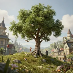tree on a hill, nicoletta ceccoli, mark ryden, lostfish, max fleischer, depth of field, detailed and intricate victorian environment, 8 k resolution, hyperrealistic, octane render