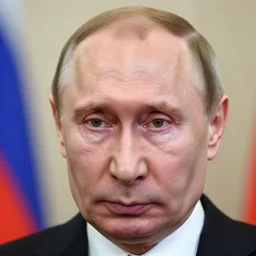 macro head shot of vladimir putin on studio photograph