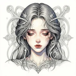 despair code, heroine, beautiful, despondent, detailed symmetrical portrait, intricate complexity, in the style of artgerm, wlop, and ilya kuvshinov, watercolor