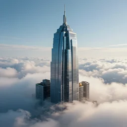 cyberpunk skyscraper resting on clouds, highly detailed, trending on artstation, symbolism, surrealism, art